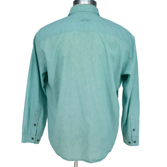 Orvis Shirt Mens 2XL Blue Green Linen Blend Pockets Button Down Casual Gorpcore - Picture 2 of 16